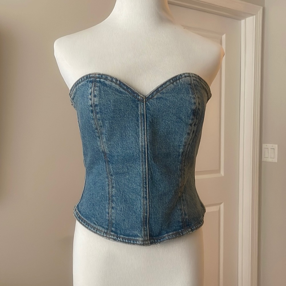 Sculpted denim bodice (tube top)